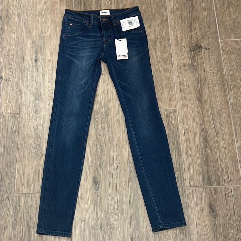 Hudson Jeans Collin Skinny Girls Blue Tapered Denim Bottoms Slim Vintage - Picture 13 of 14
